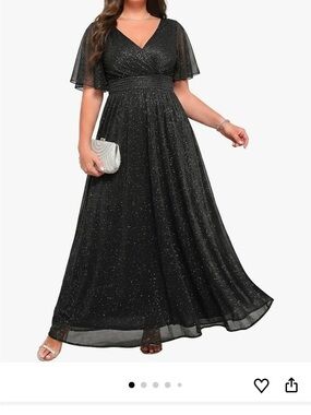 Talisea (Amazon) Black Glitter Size 18 — Elegant Evening Dress